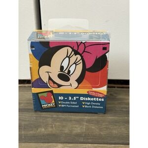 DISNEY 10-PACK 3.5" FLOPPY DISKETTES MICKEY,‎ MINNIE, Donald Duck Cover SEALED